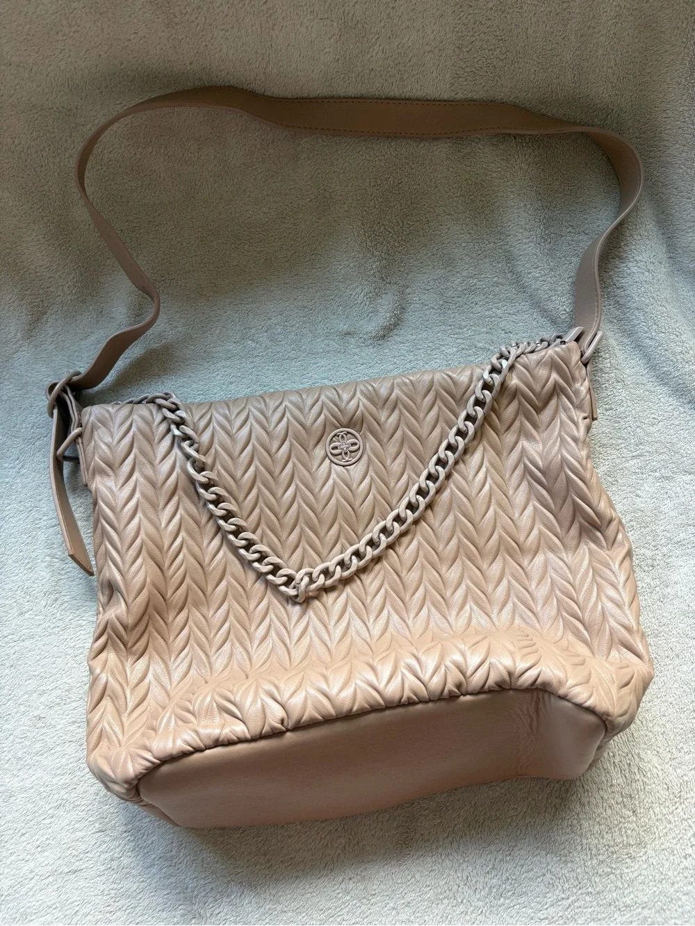 Tory Burch Quilted Leather Shoulder Bag in Blush Taupe